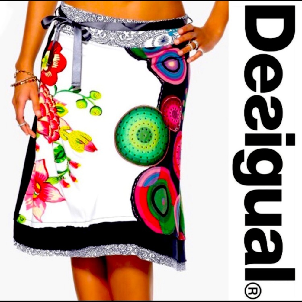 Desigual Embellished Mixed Media Skirt Sz. Small